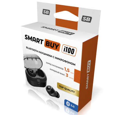 Внутриканальная TWS Bluetooth-гарнитура i100 Smartbuy, черная
